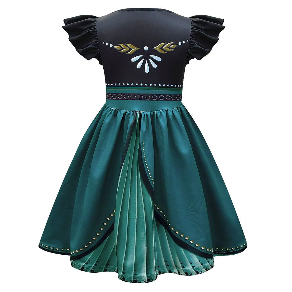 Frozen Anna Cosplay Costume Kids Girls Dress Halloween Carnival Suit