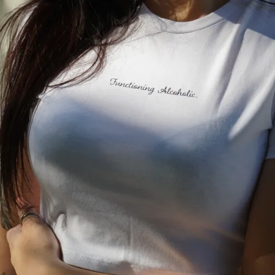 Functioning Alcoholic Crop Top