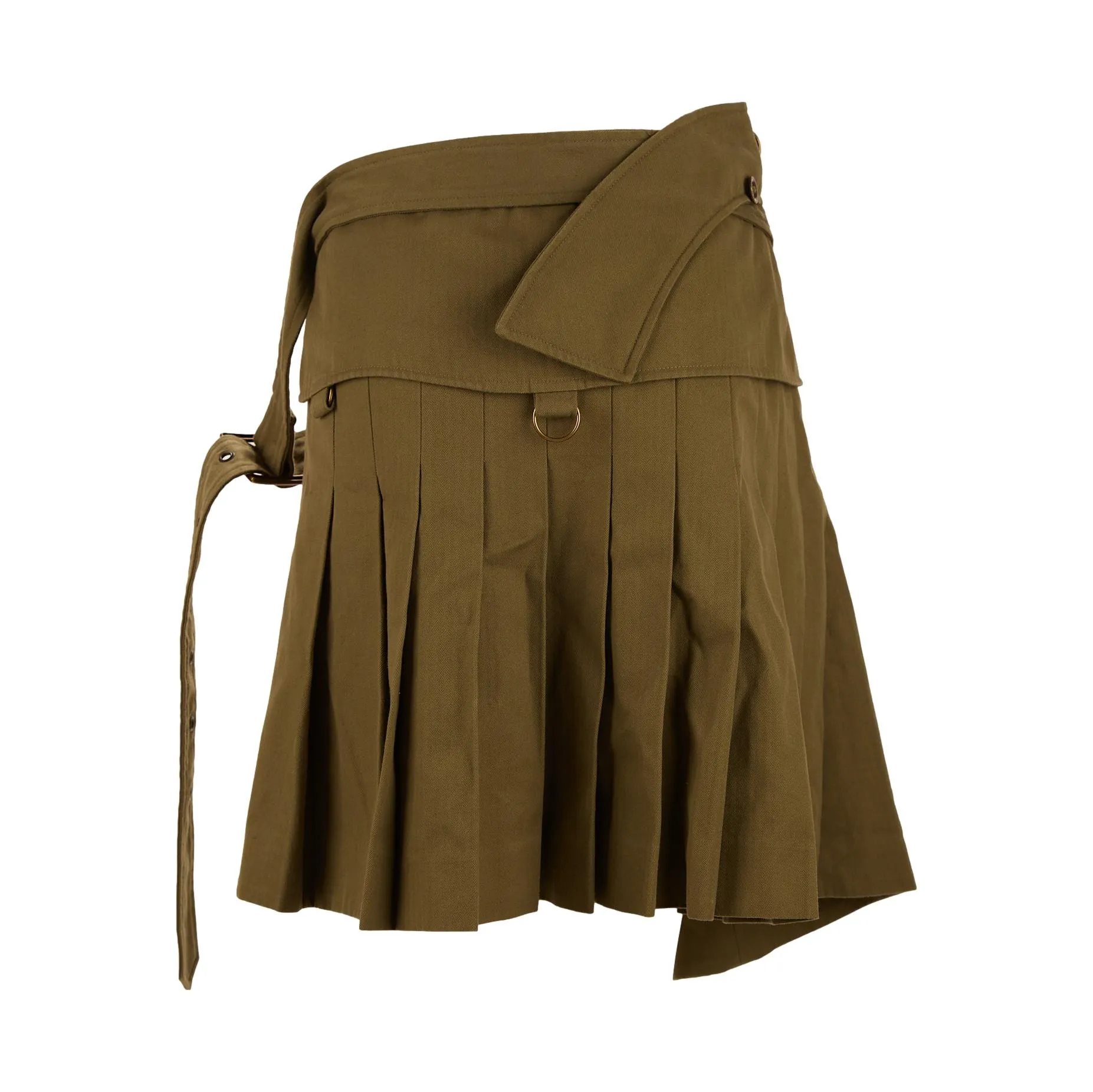 Galliano Army Green Low Rise Pleated Skirt