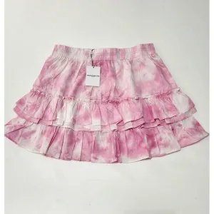 GENERATION LOVE - Size L - Women’s Pink Athena Tie Dye Cotton Tiered Mini Skirt