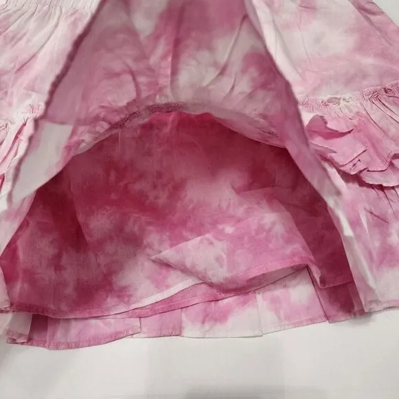 GENERATION LOVE - Size L - Women’s Pink Athena Tie Dye Cotton Tiered Mini Skirt