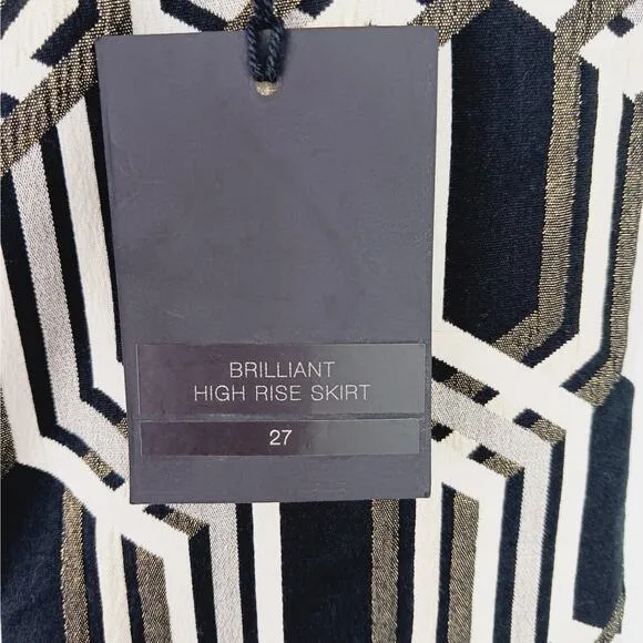 Genetic x Liberty Ross SZ 27 Metallic Jacquard Mini Skirt NWT $375 Vogue