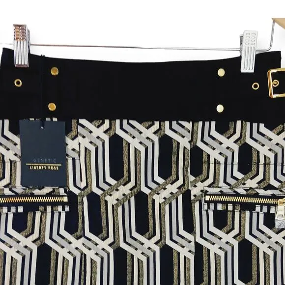 Genetic x Liberty Ross SZ 27 Metallic Jacquard Mini Skirt NWT $375 Vogue