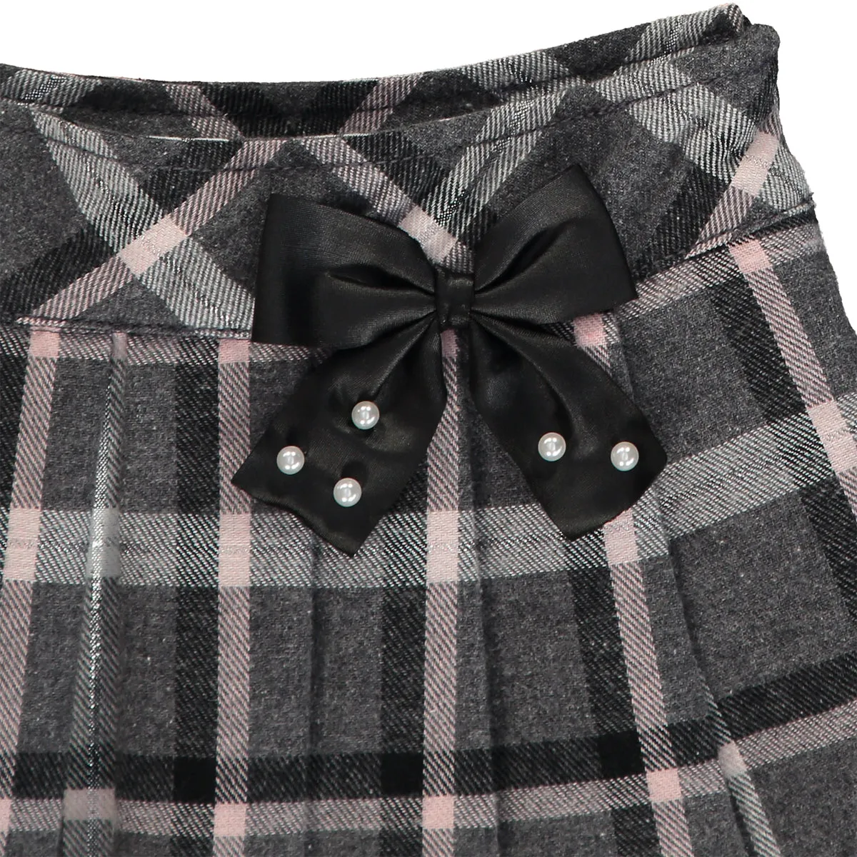 Girl Grey and Silver Check Skirt