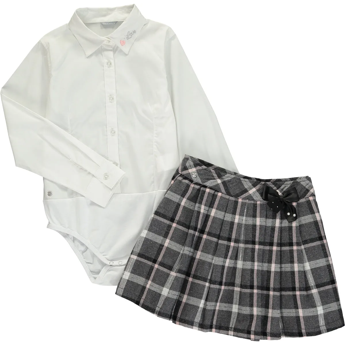 Girl Grey and Silver Check Skirt