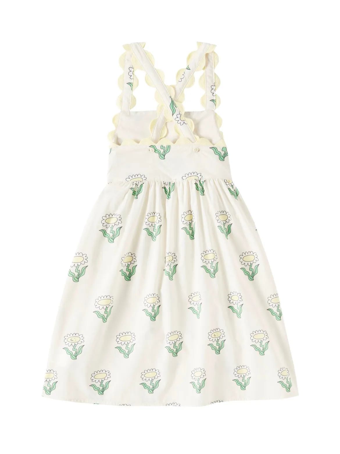 GIRL SLEEVELESS DAISIES DRESS WITH RIC RAC DETAILS