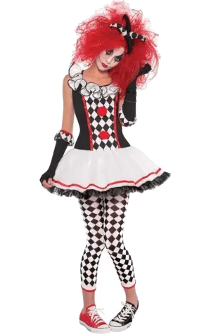 Girls Teen Harlequin Honey Jester Costume