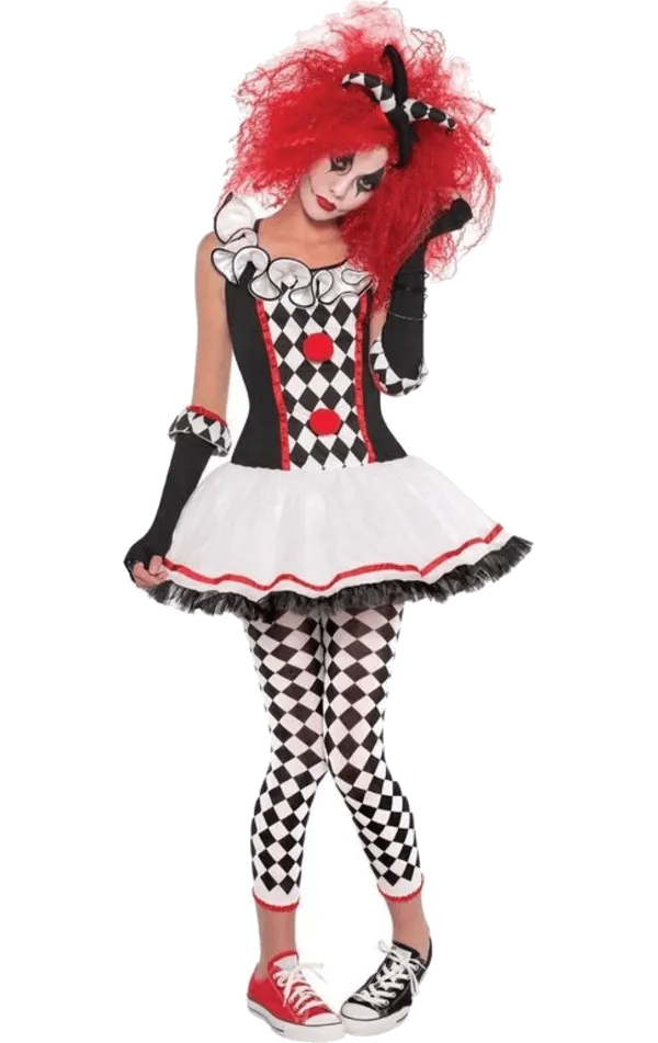 Girls Teen Harlequin Honey Jester Costume