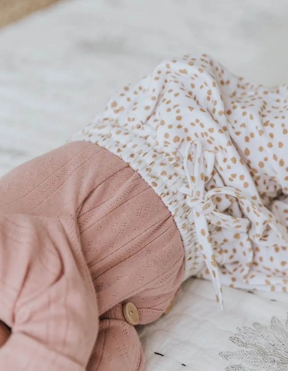 Gold Speckle Rib Cotton Stretch Harem Pants