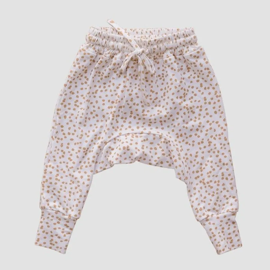 Gold Speckle Rib Cotton Stretch Harem Pants