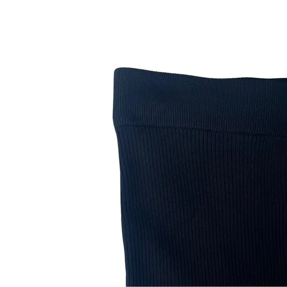 GOOD AMERICAN Pleated Ribbed Midi Skirt In Black001