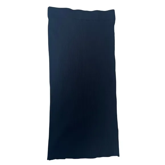 GOOD AMERICAN Pleated Ribbed Midi Skirt In Black001