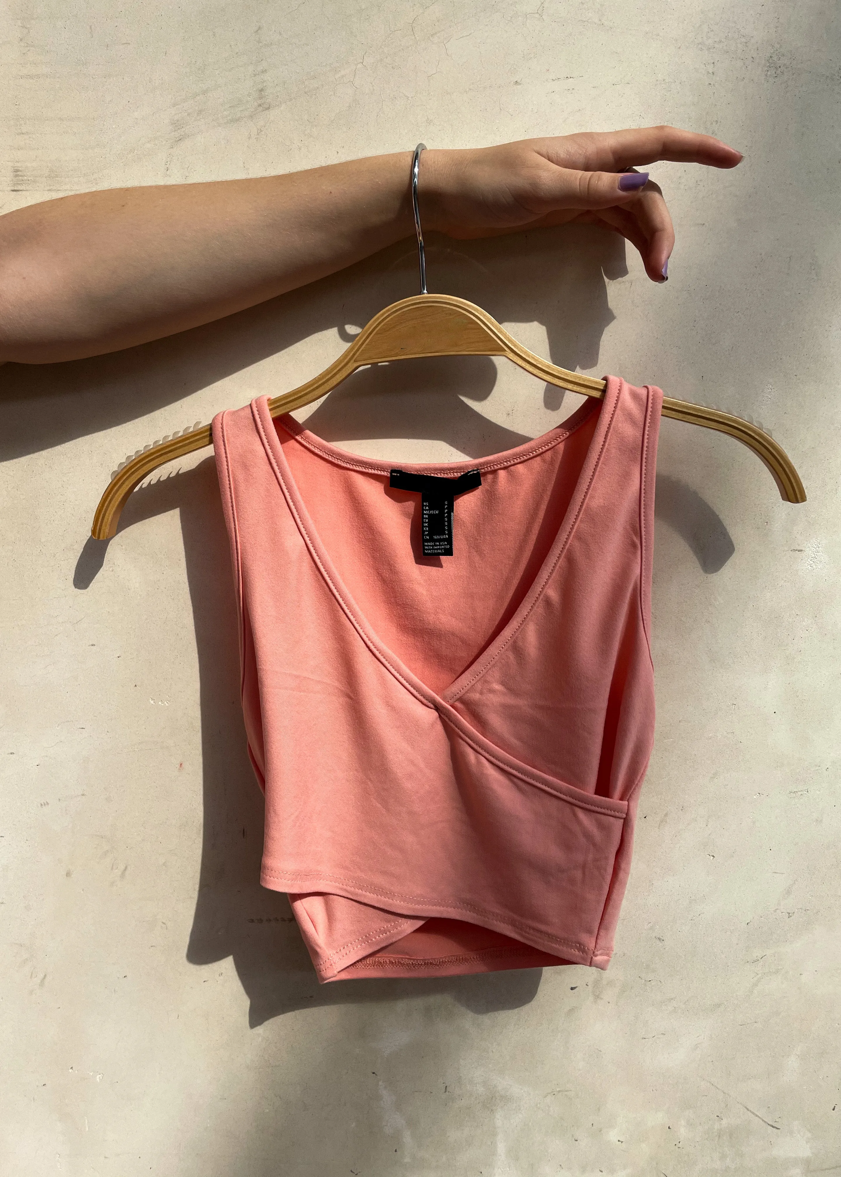 Grace Crossover Crop Top - Peach