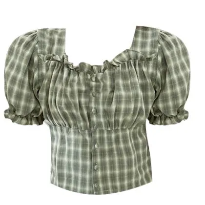 Green plaid Crop Top SD00337