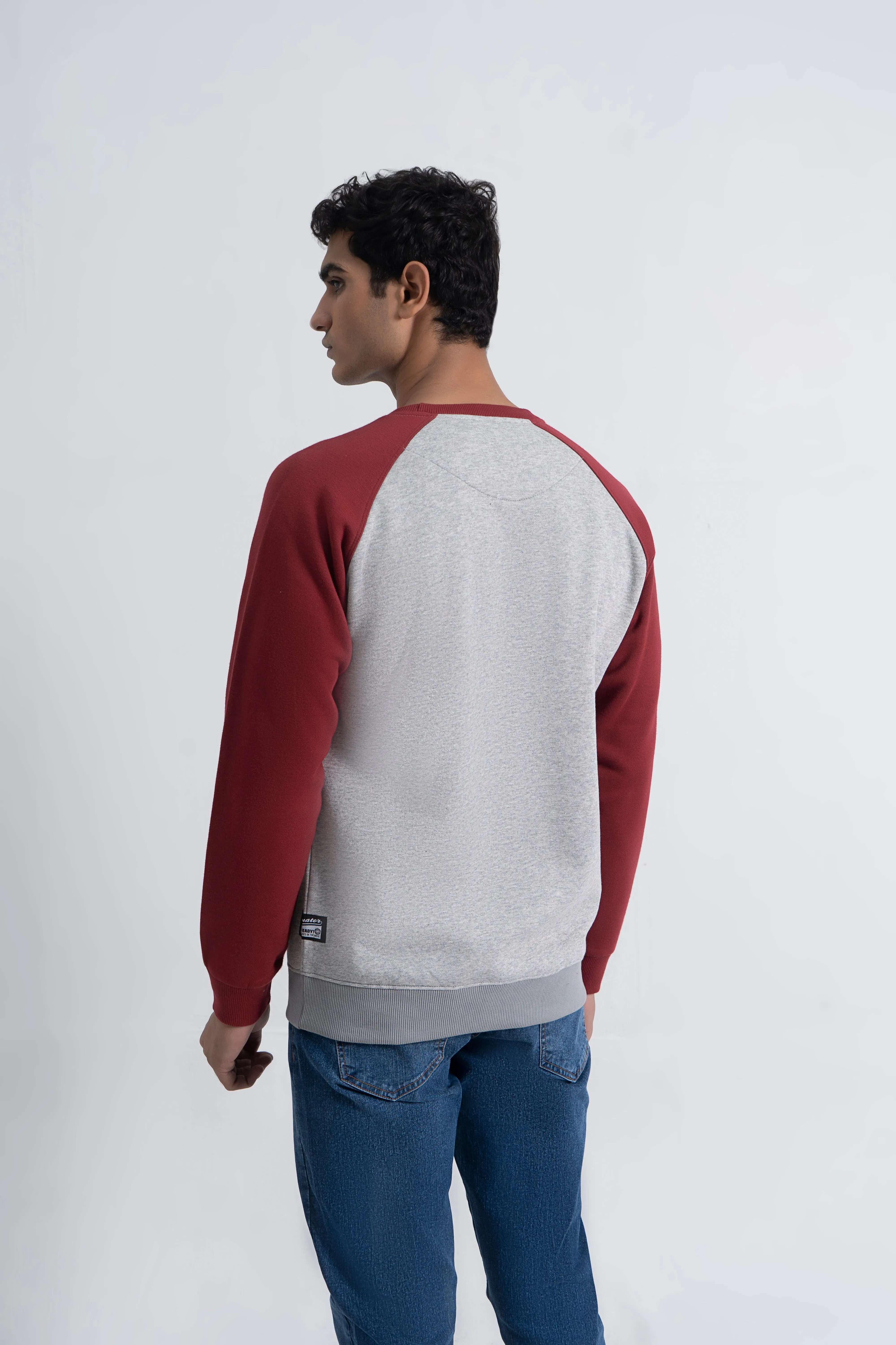 Grey & Maroon Basic Sweatshirt