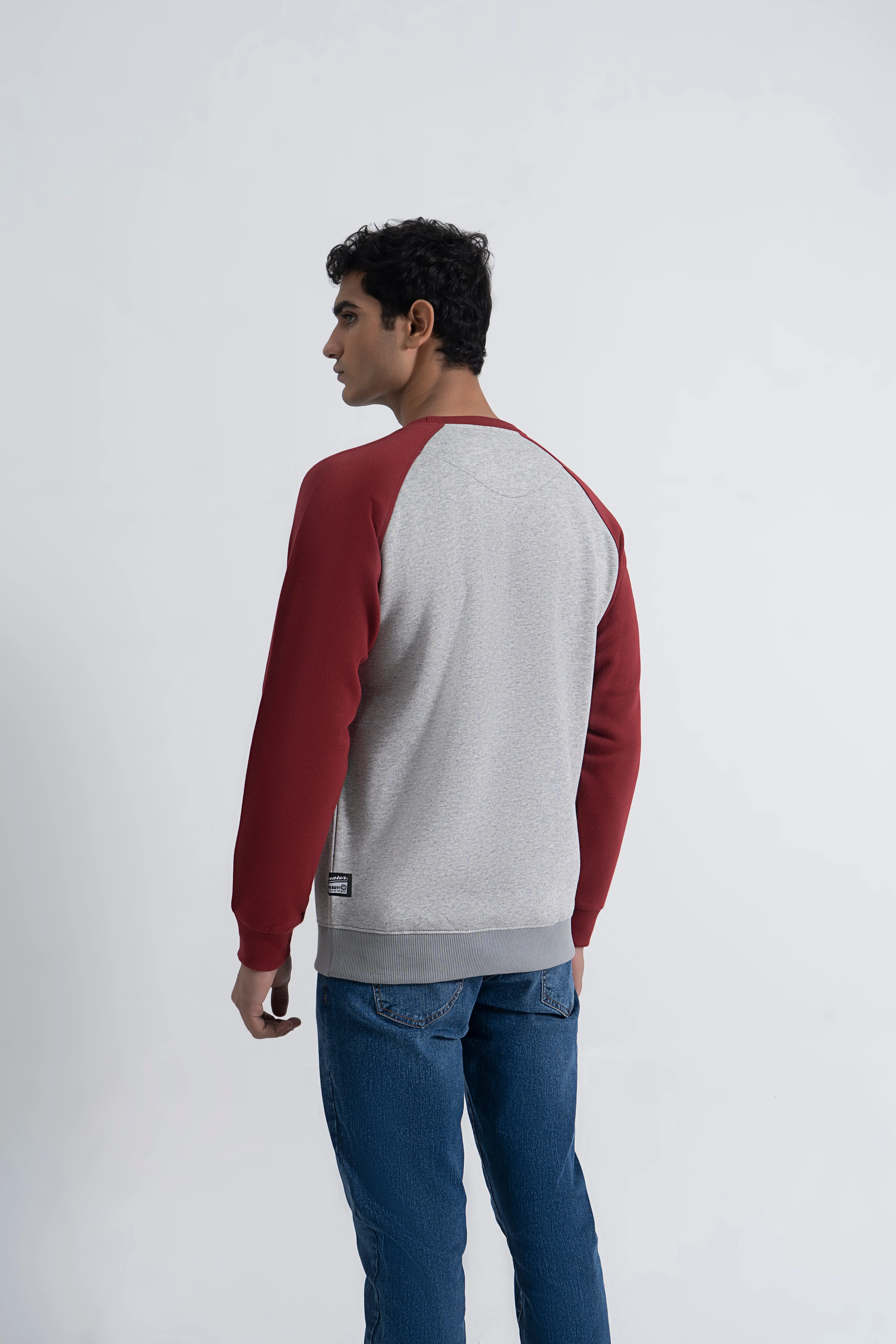 Grey & Maroon Basic Sweatshirt