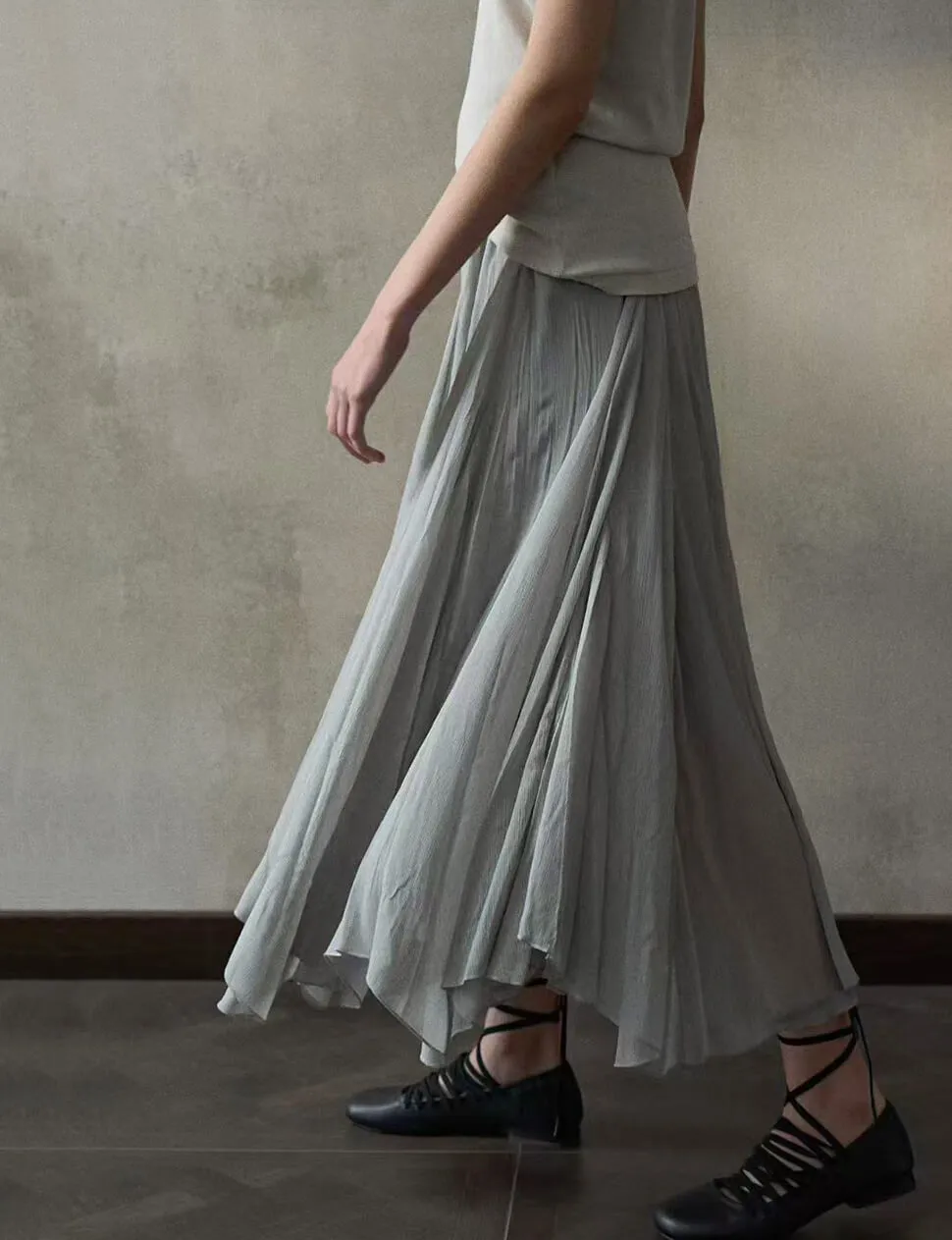 Grey Pleated Skirt -PREORDER