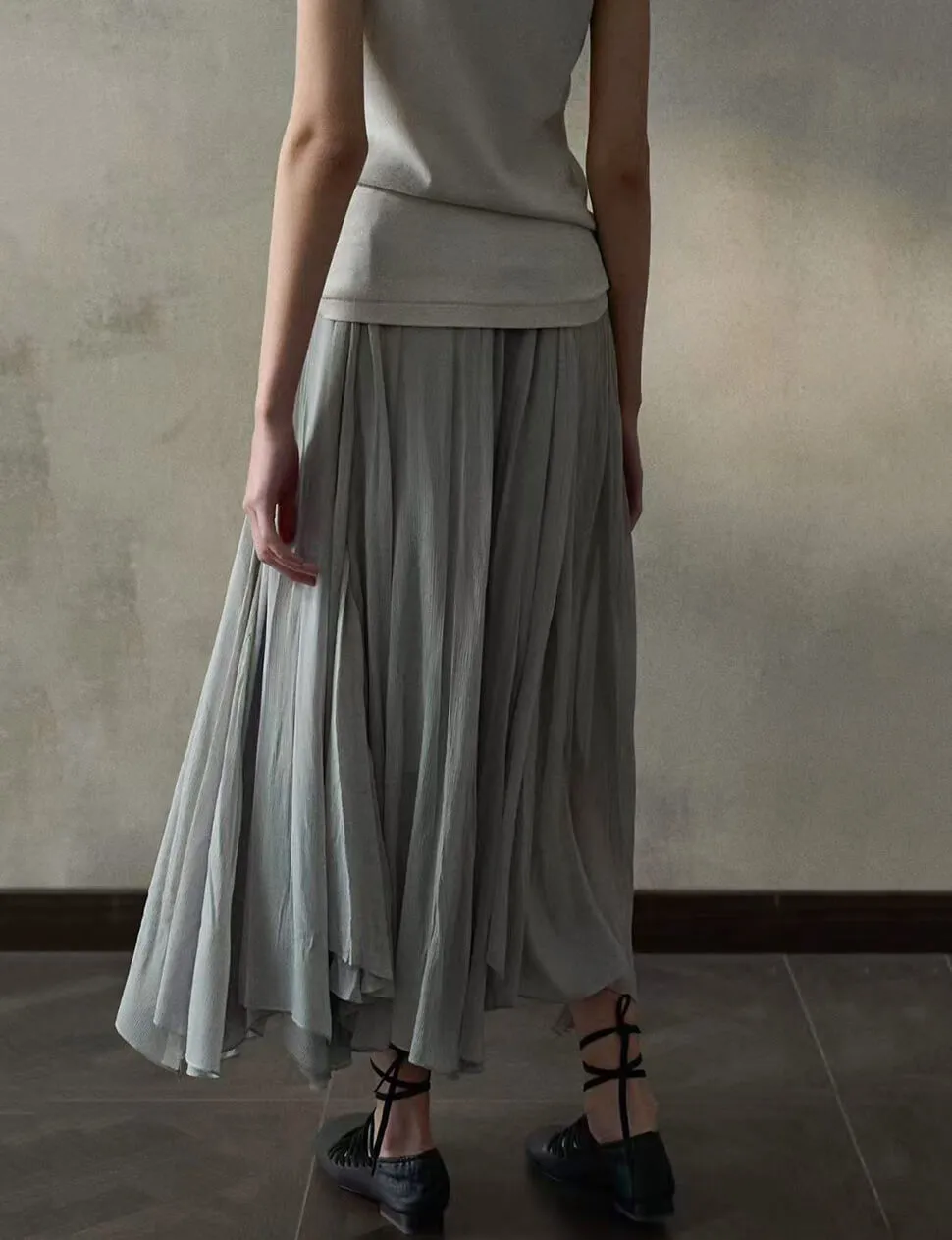 Grey Pleated Skirt -PREORDER