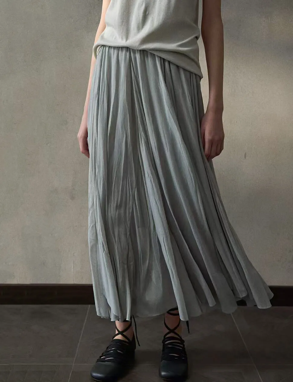 Grey Pleated Skirt -PREORDER
