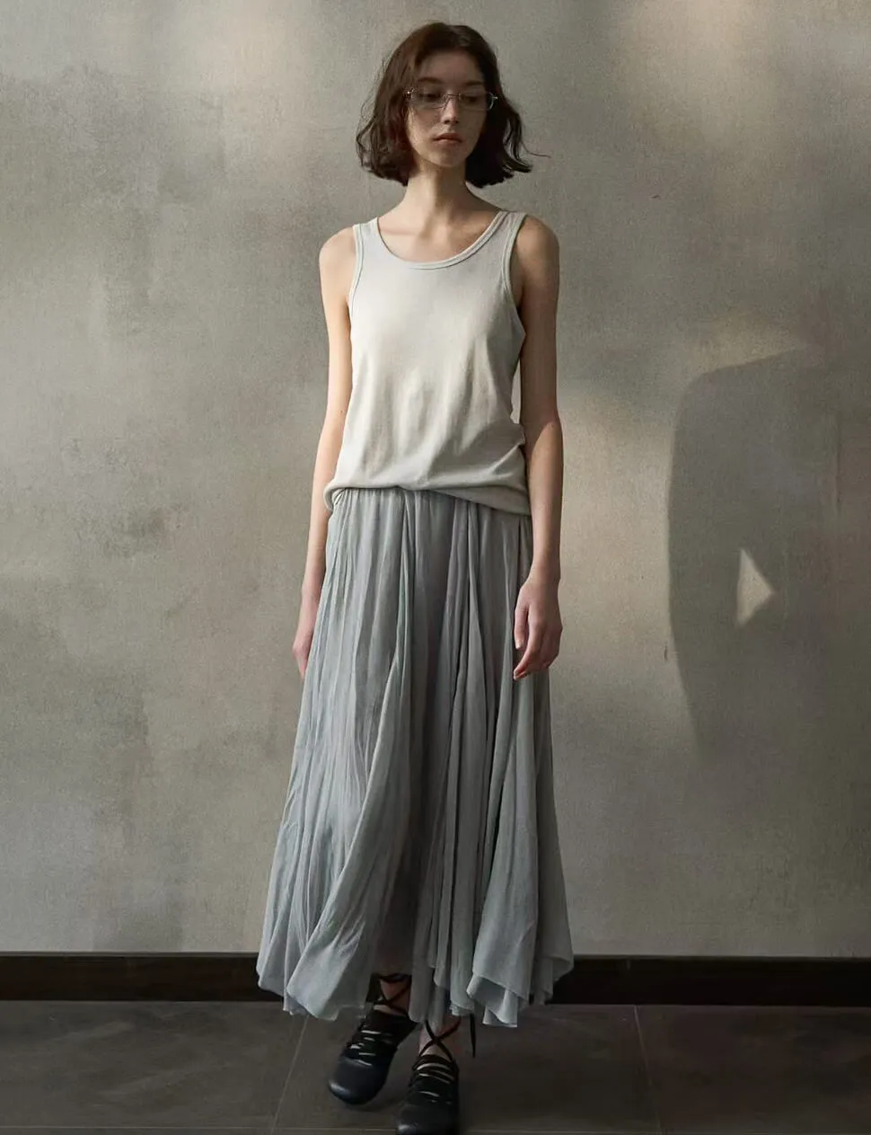 Grey Pleated Skirt -PREORDER