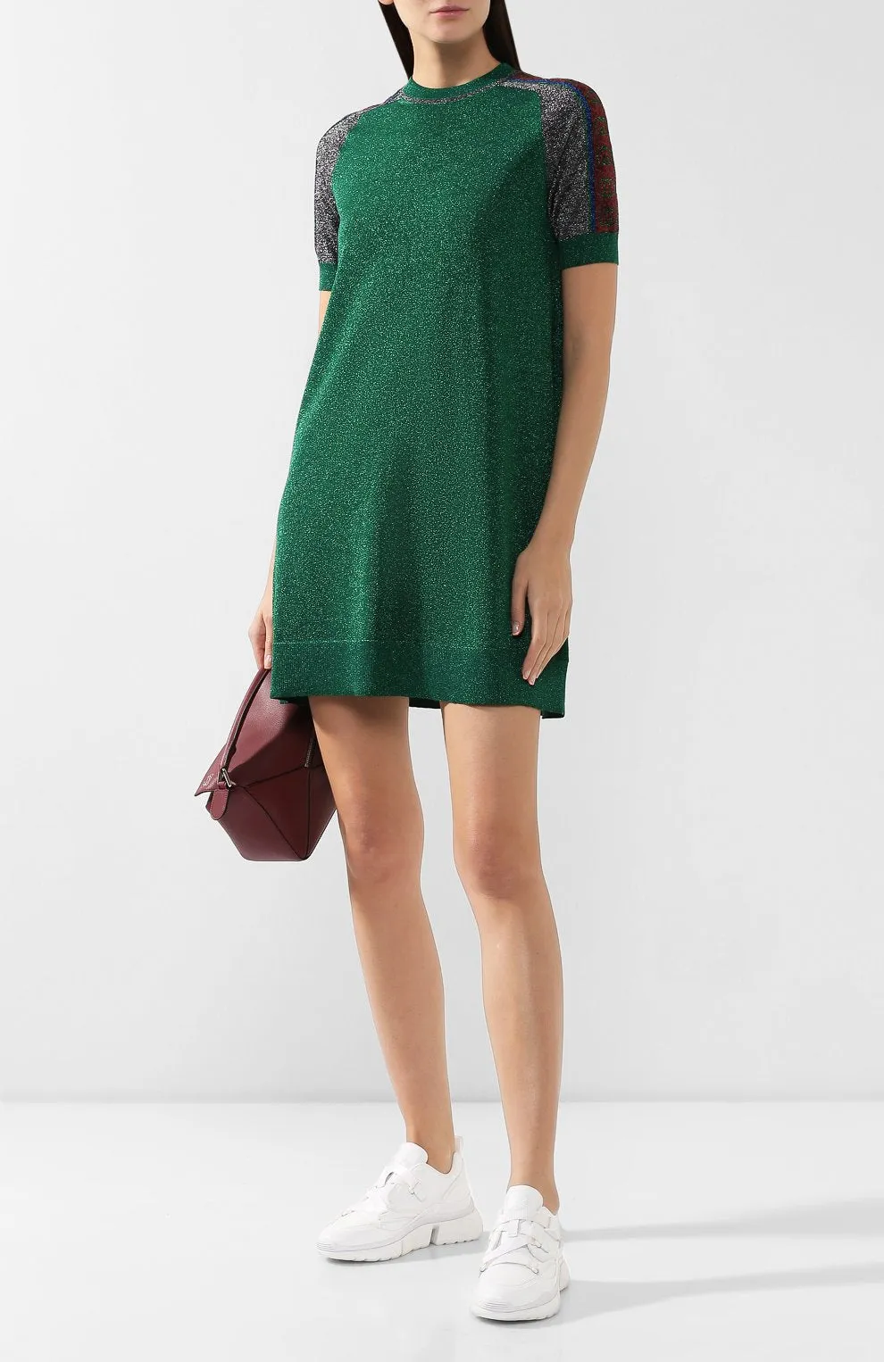 Gucci Metallic T-shirt Dress in Green