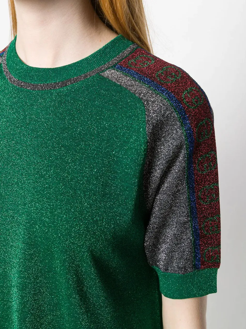 Gucci Metallic T-shirt Dress in Green