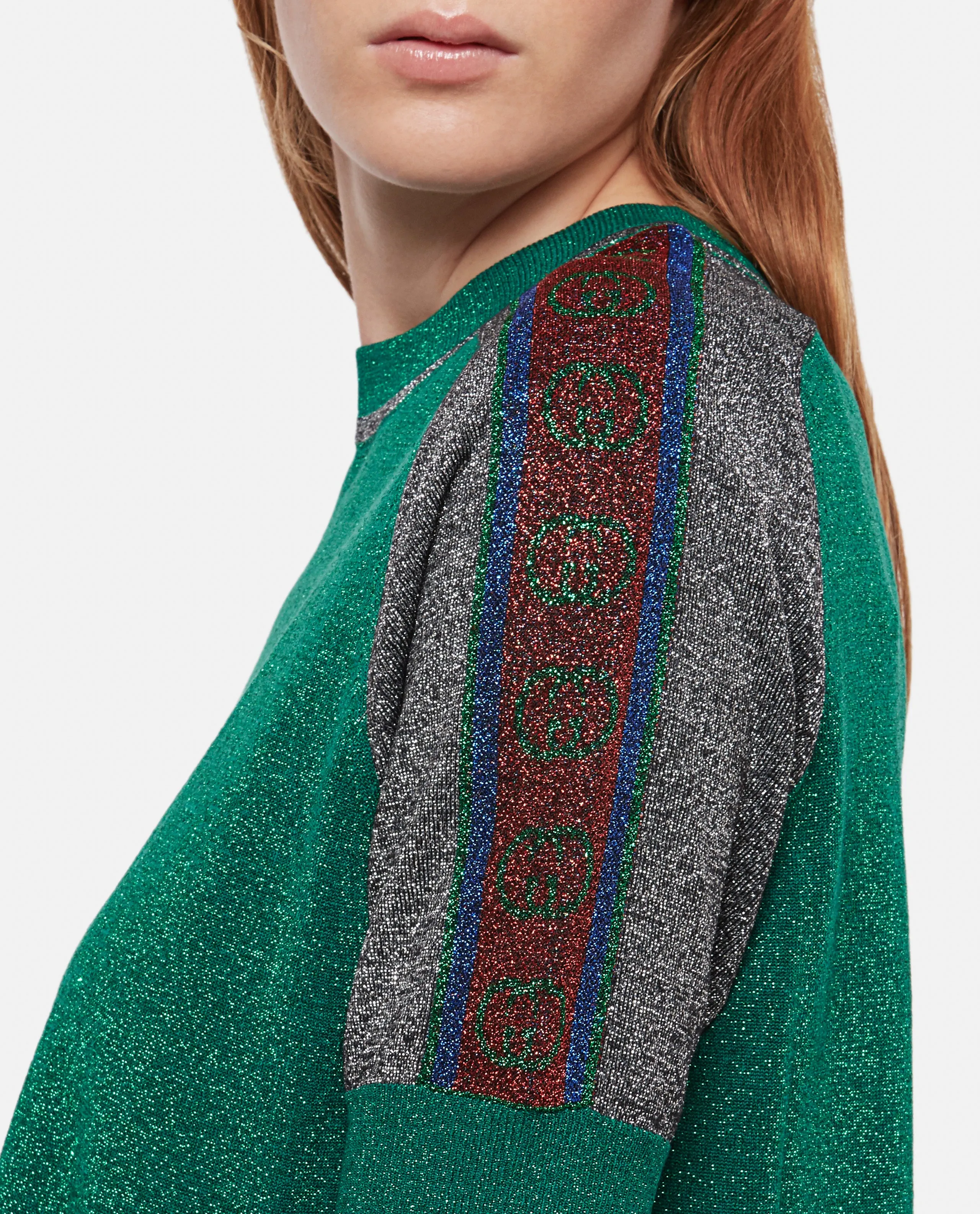 Gucci Metallic T-shirt Dress in Green