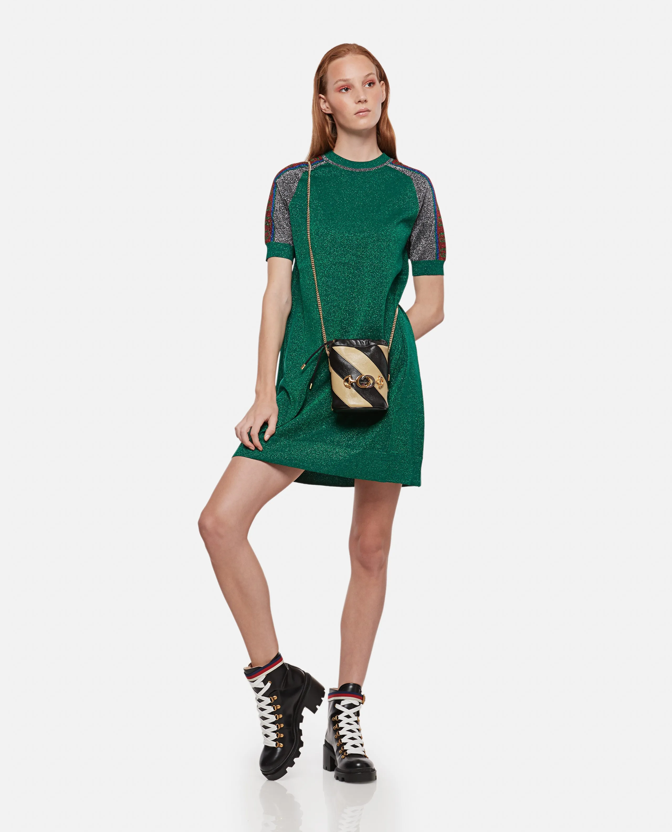 Gucci Metallic T-shirt Dress in Green