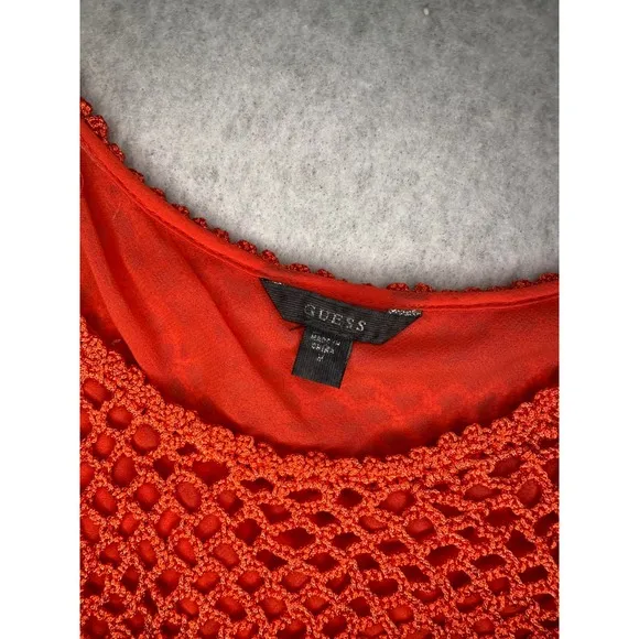 Guess Fringe Dress Crochet Sleeveless Party Cocktail Mini Size M