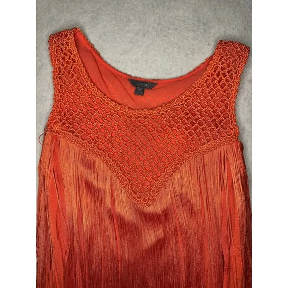 Guess Fringe Dress Crochet Sleeveless Party Cocktail Mini Size M