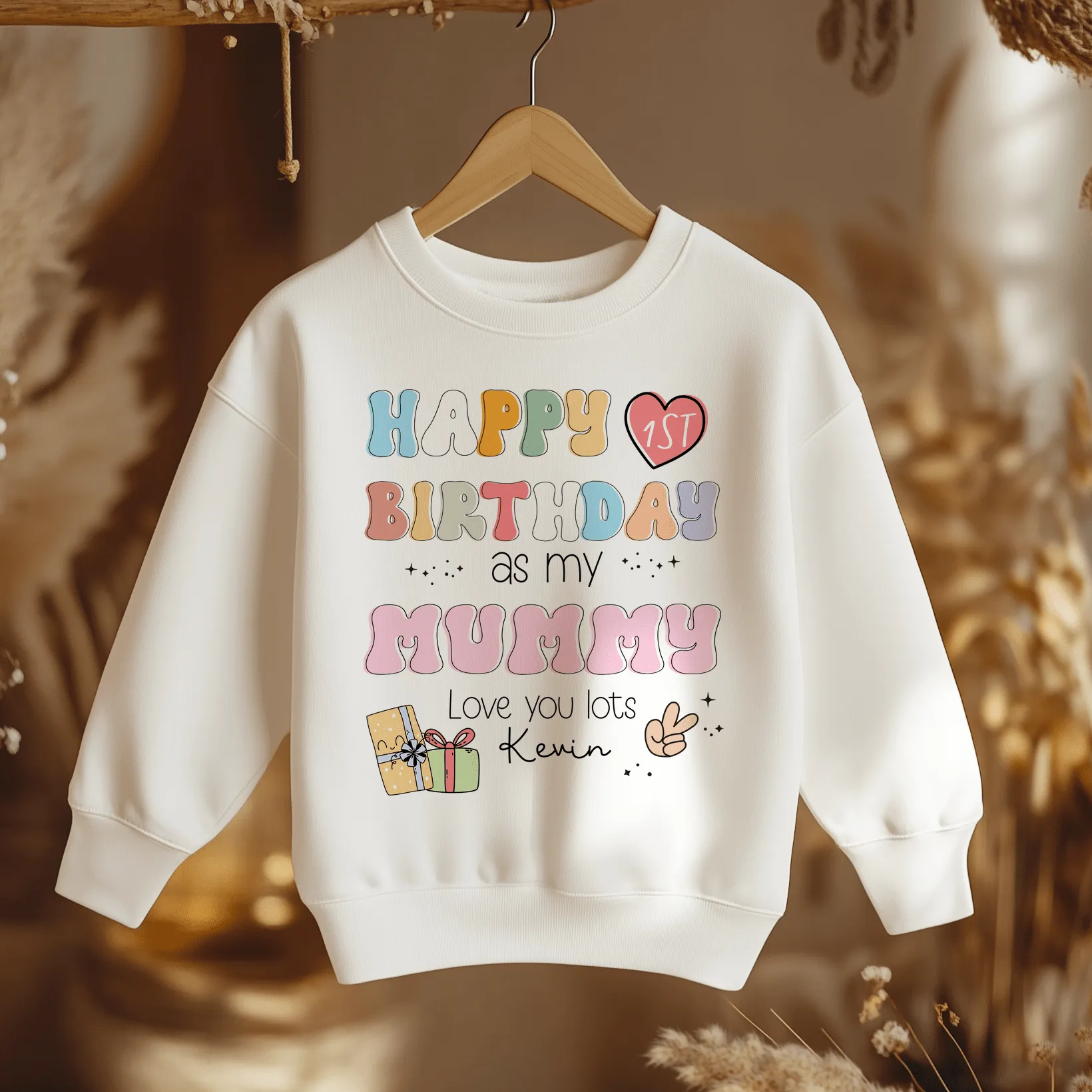Happy Birthday As My Mummy Retro Personalised Toddler & Kids Sweatshirt