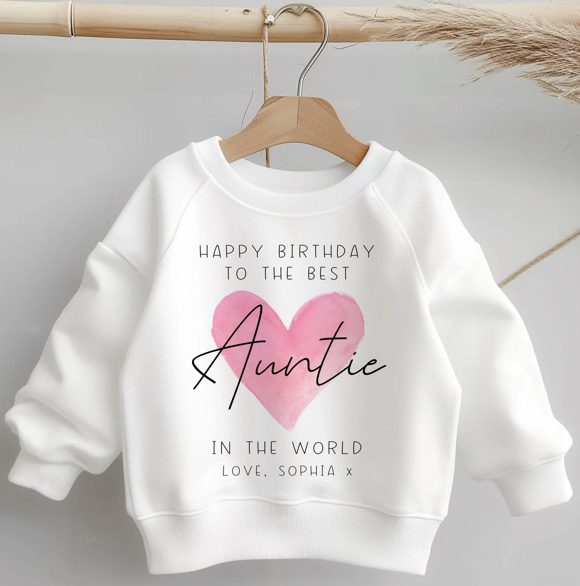 Happy Birthday The Best Auntie Red Heart Personalised Toddler & Kids Sweatshirt