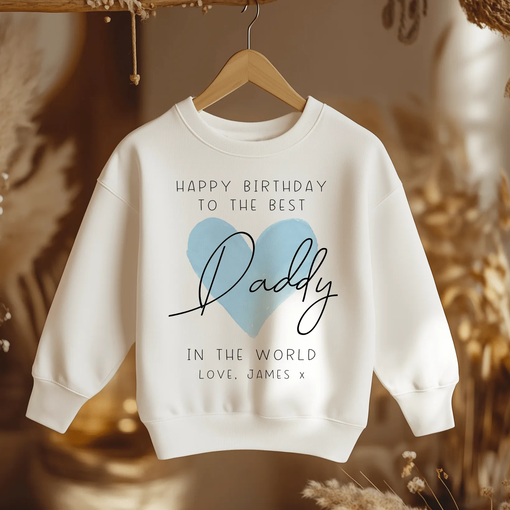 Happy Birthday The Best Daddy Blue Heart Personalised Toddler & Kids Sweatshirt