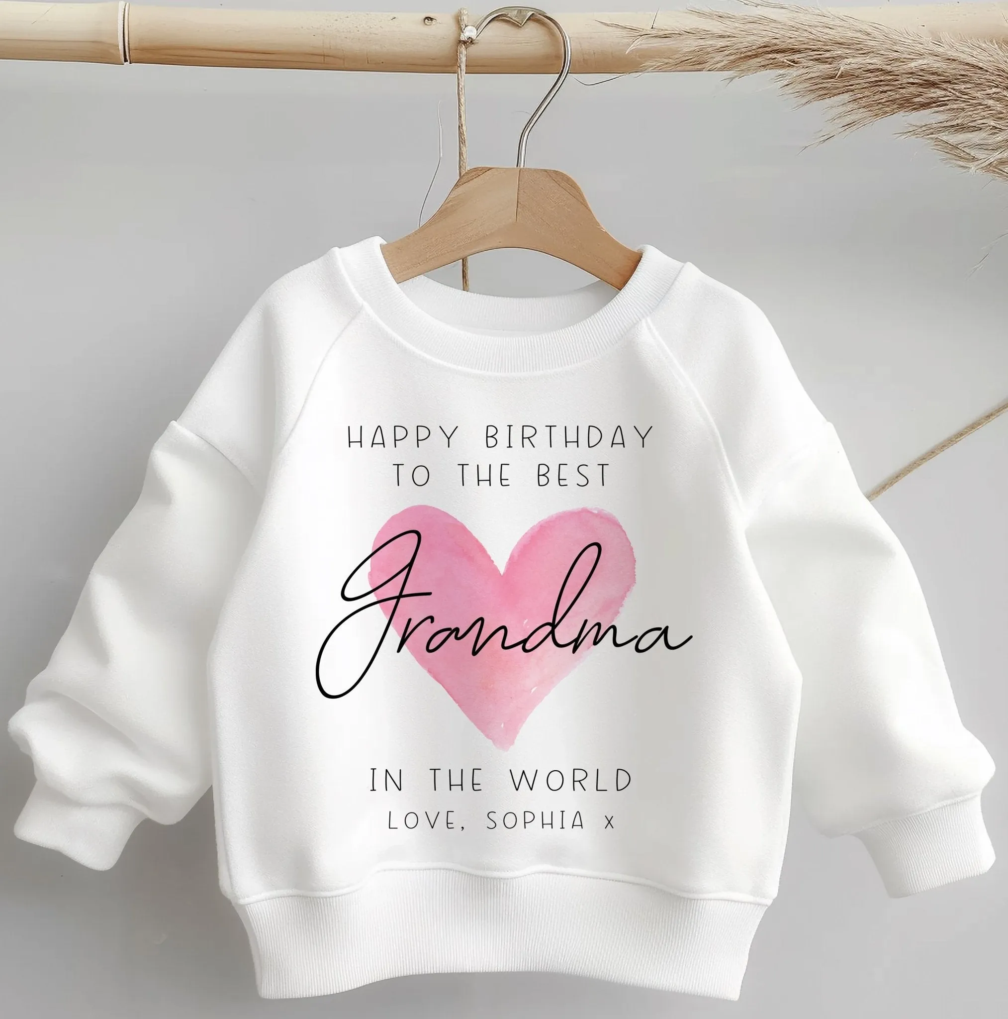 Happy Birthday The Best Grandma Red Heart Personalised Toddler & Kids Sweatshirt