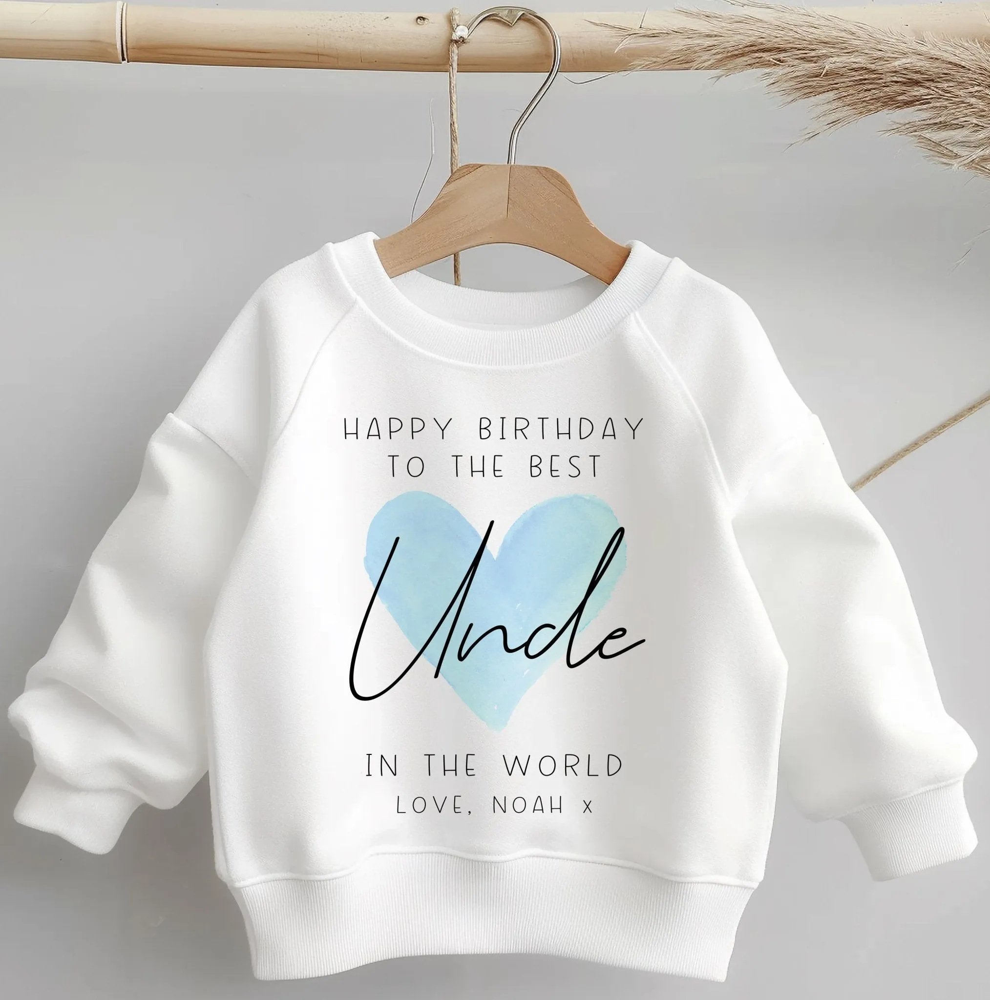 Happy Birthday The Best Uncle Blue Heart Personalised Toddler & Kids Sweatshirt