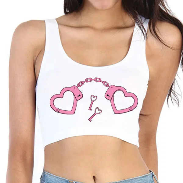 Heart Handcuffs Crop Tank Top