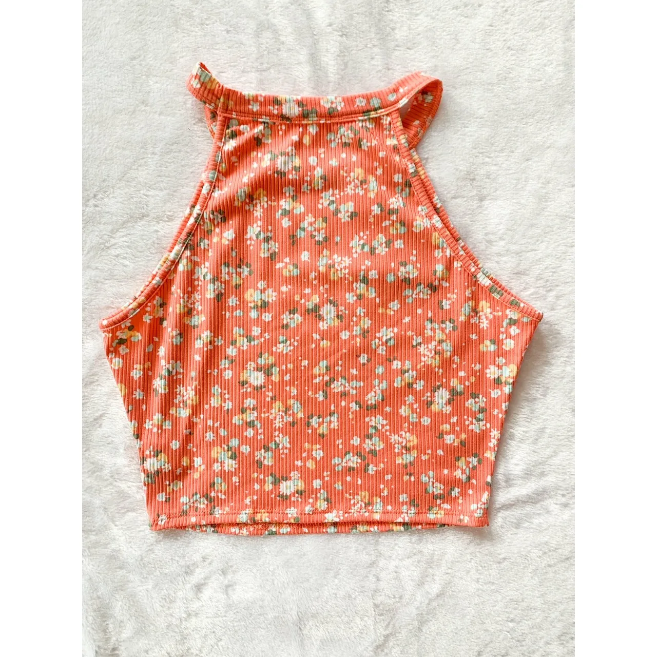 Hey There Floral Print Crop Top - Coral