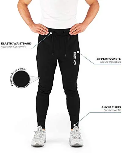 hiker's way Men's Regular Fit Track Pants (HW-103BlackXB_Black_M)