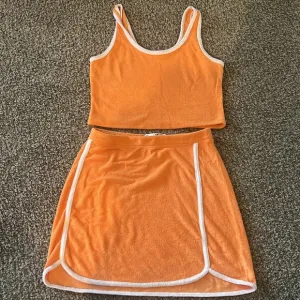 Hollister orange terry cloth skirt set
