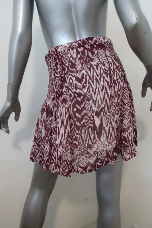 IRO Mini Skirt Adele Burgundy/White Printed Georgette Size 34