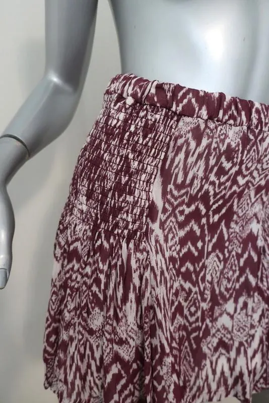 IRO Mini Skirt Adele Burgundy/White Printed Georgette Size 34