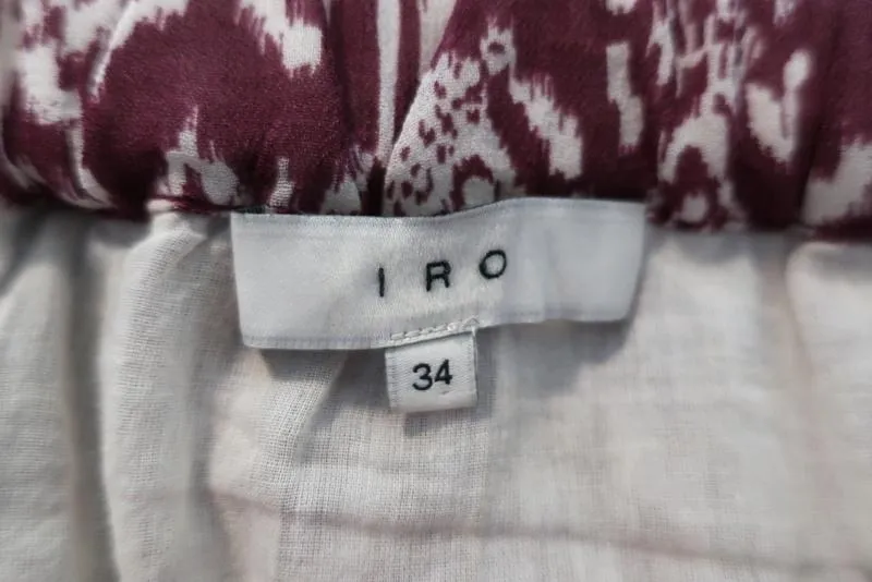 IRO Mini Skirt Adele Burgundy/White Printed Georgette Size 34