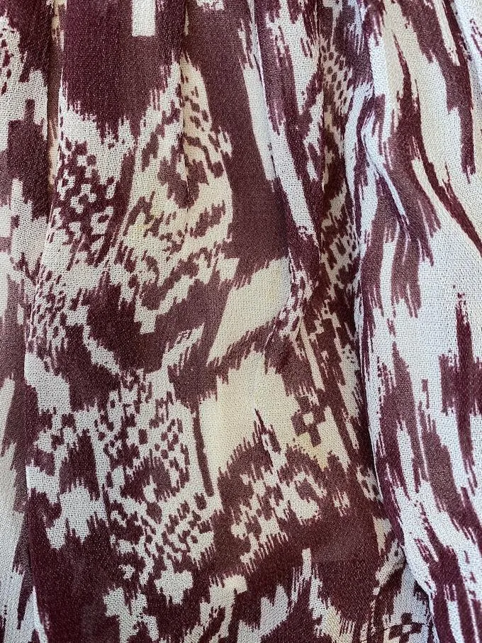 IRO Mini Skirt Adele Burgundy/White Printed Georgette Size 34