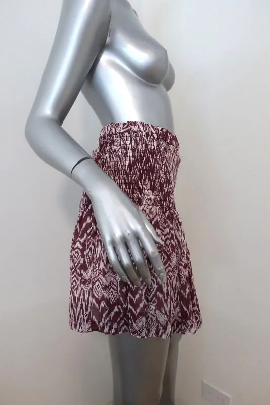 IRO Mini Skirt Adele Burgundy/White Printed Georgette Size 34