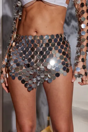 Irregular Hem Sequin Mini Skirt
