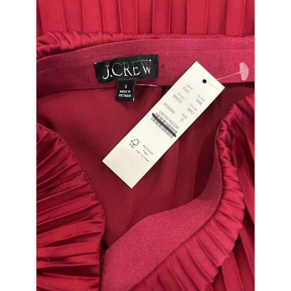 J. Crew Gwyneth pleated slip skirt burgundy Small