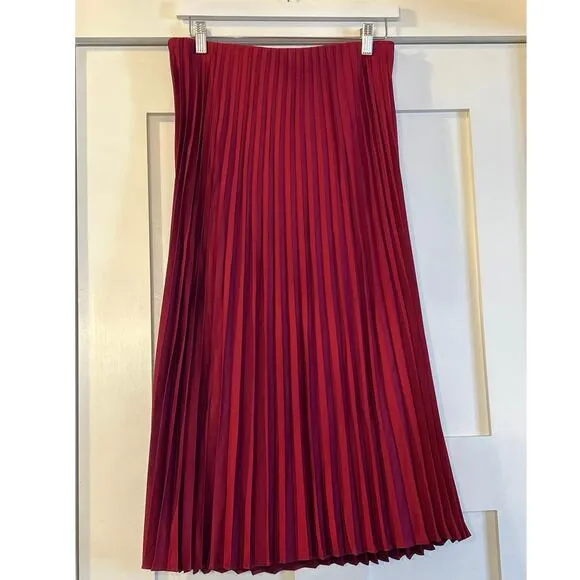 J. Crew Gwyneth pleated slip skirt burgundy Small
