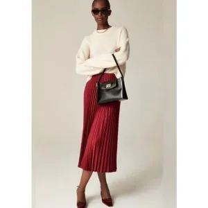J. Crew Gwyneth pleated slip skirt burgundy Small