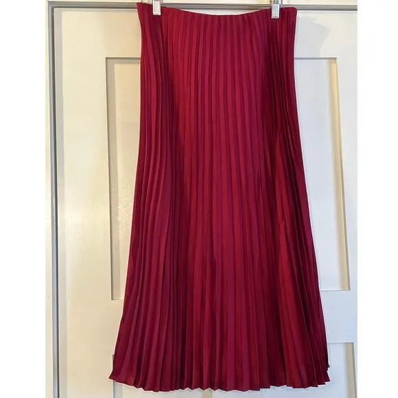 J. Crew Gwyneth pleated slip skirt burgundy Small