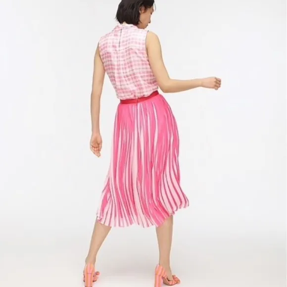 J Crew Pleated midi skirt peekaboo stripe AJ984